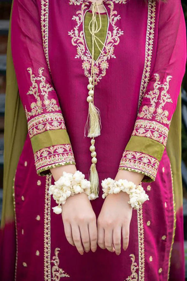 OMAL PINK- 3PC LAWN EMBROIDERED With Bamber Dupatta