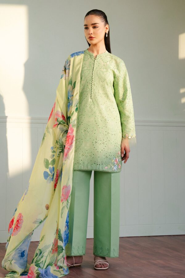 Zara Shahjahan 3Pc  Embroidered Unstitched Lawn Suite With Printed Dupatta