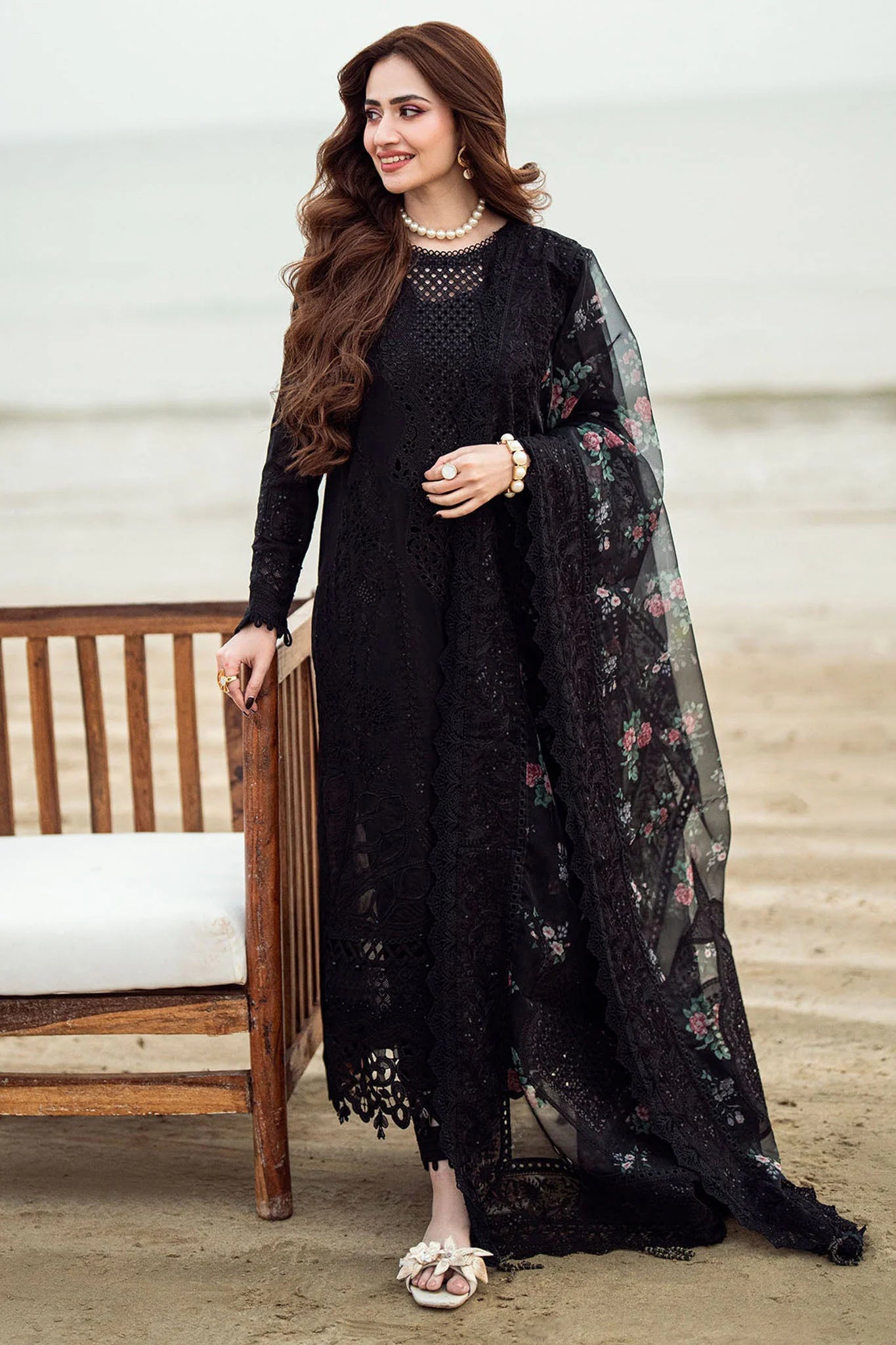 NUREH - 3PC LAWN EMBROIDERED SHIRT WITH LAWN  PRINTED EMBROIDERED DUPATTA