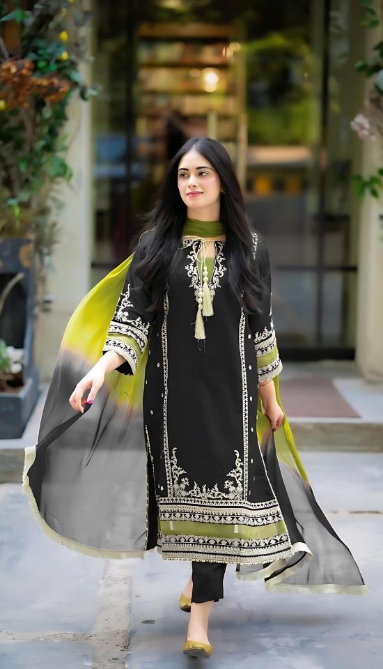 OMAL PINK- 3PC LAWN EMBROIDERED With Bamber Dupatta