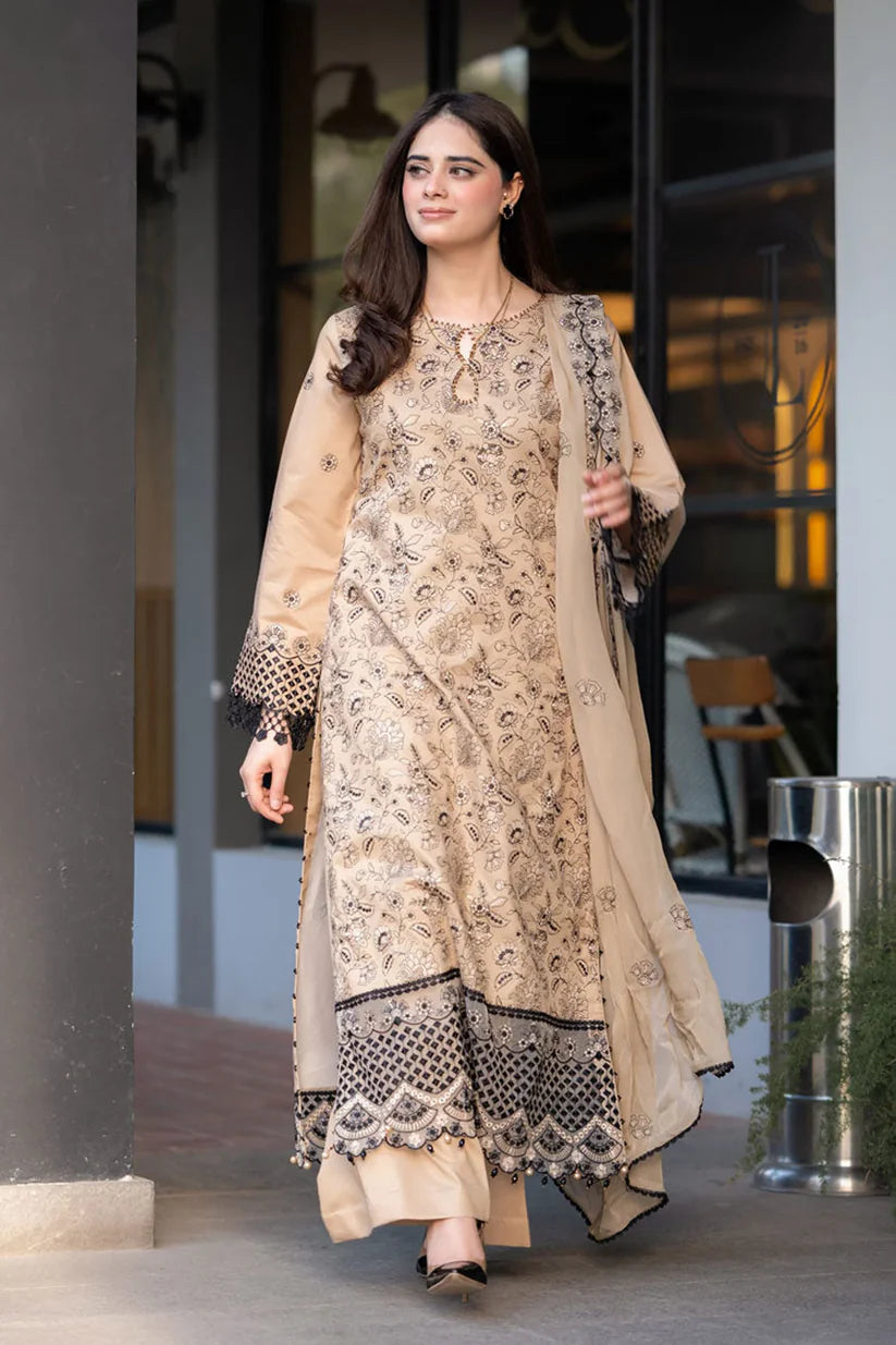 SAPPHIRE-3PC LAWN EMBROIDERED SHIRT WITH CHIFFON EMBROIDERED DUPATTA AND TROUSER