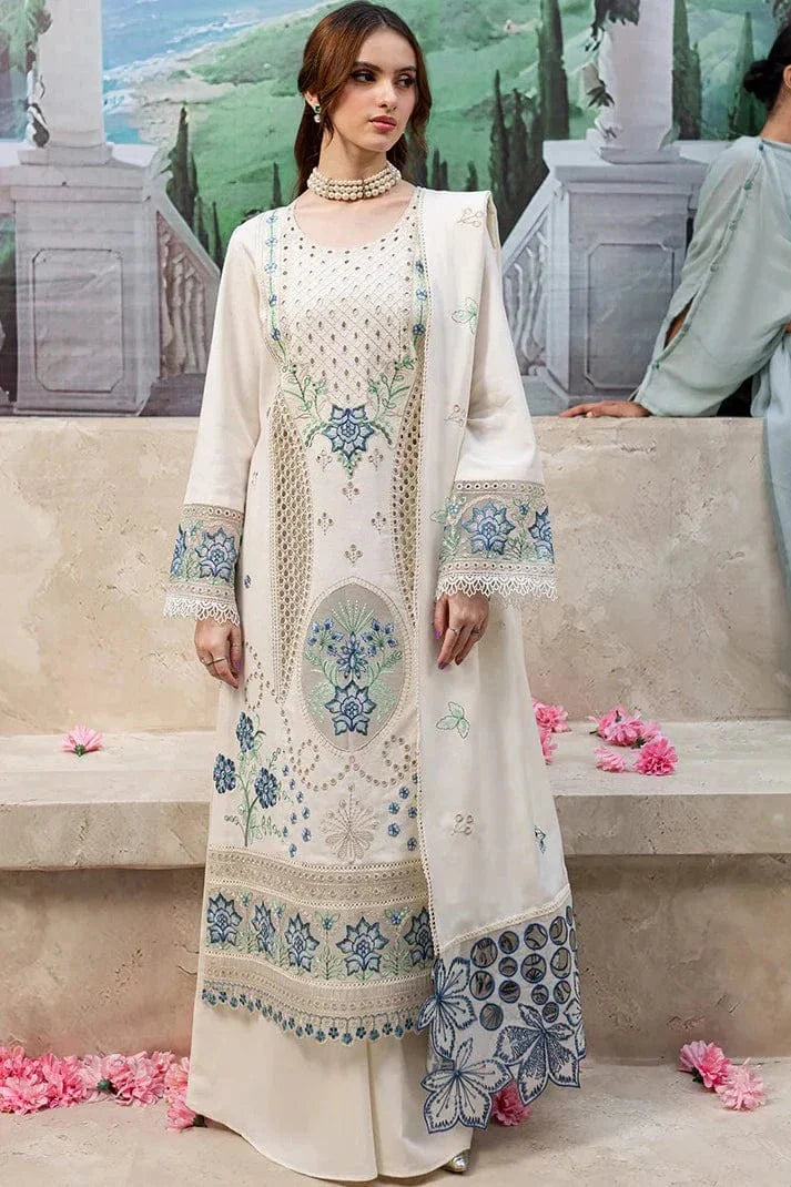 JAZMIN-3PC LAWN LASER EMBROIDERED SHIRT WITH MONARK LASER CUT EMBROIDERED READY TO WEAR DUPATTA