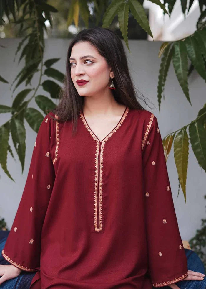 Asling 3PC Dhanak suit with Embroidered Shawll