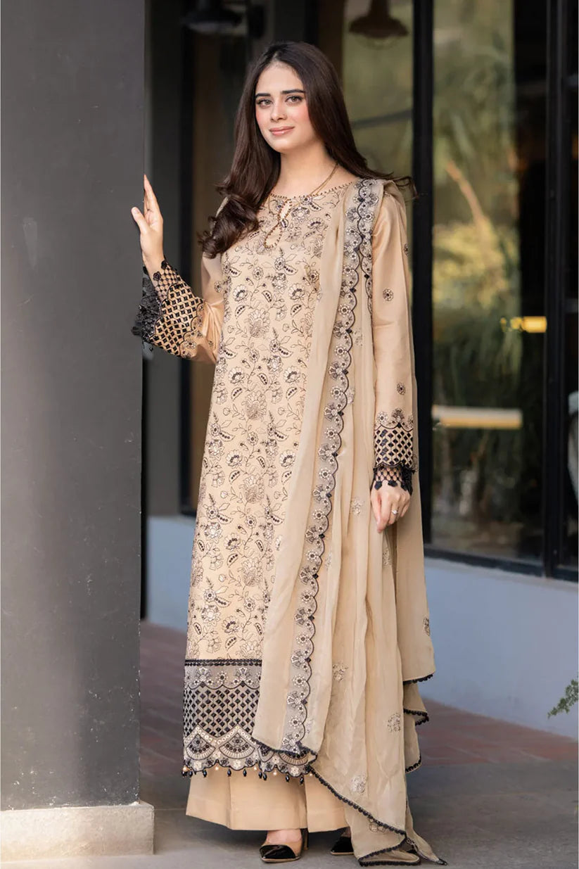 SAPPHIRE-3PC LAWN EMBROIDERED SHIRT WITH CHIFFON EMBROIDERED DUPATTA AND TROUSER