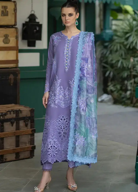 Mushaq - 3PC Chickan Kari Embroidered dhannak Suit.