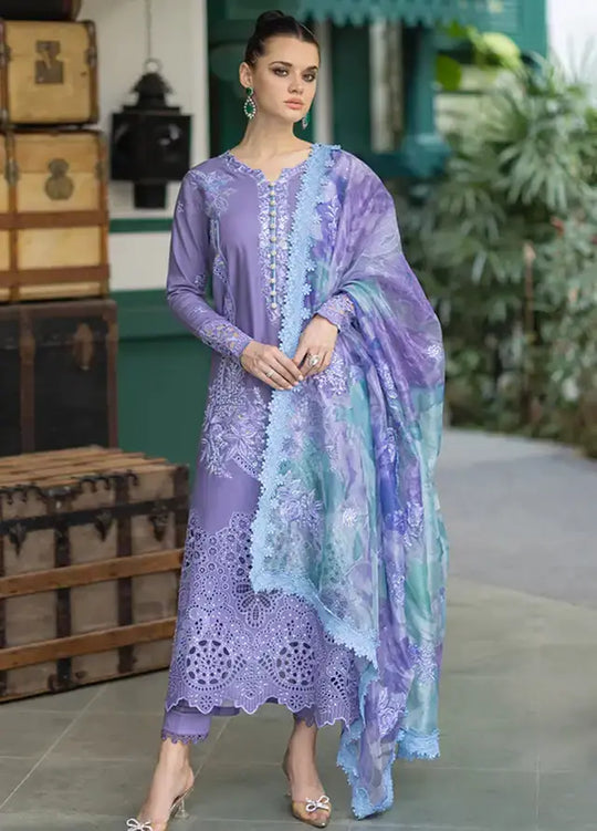 Mushaq - 3PC Chickan Kari Embroidered dhannak Suit.
