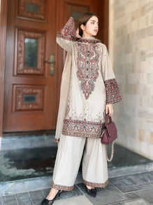 MARIA B 3PC-Unstiched Dhanak Embroidered Shirt