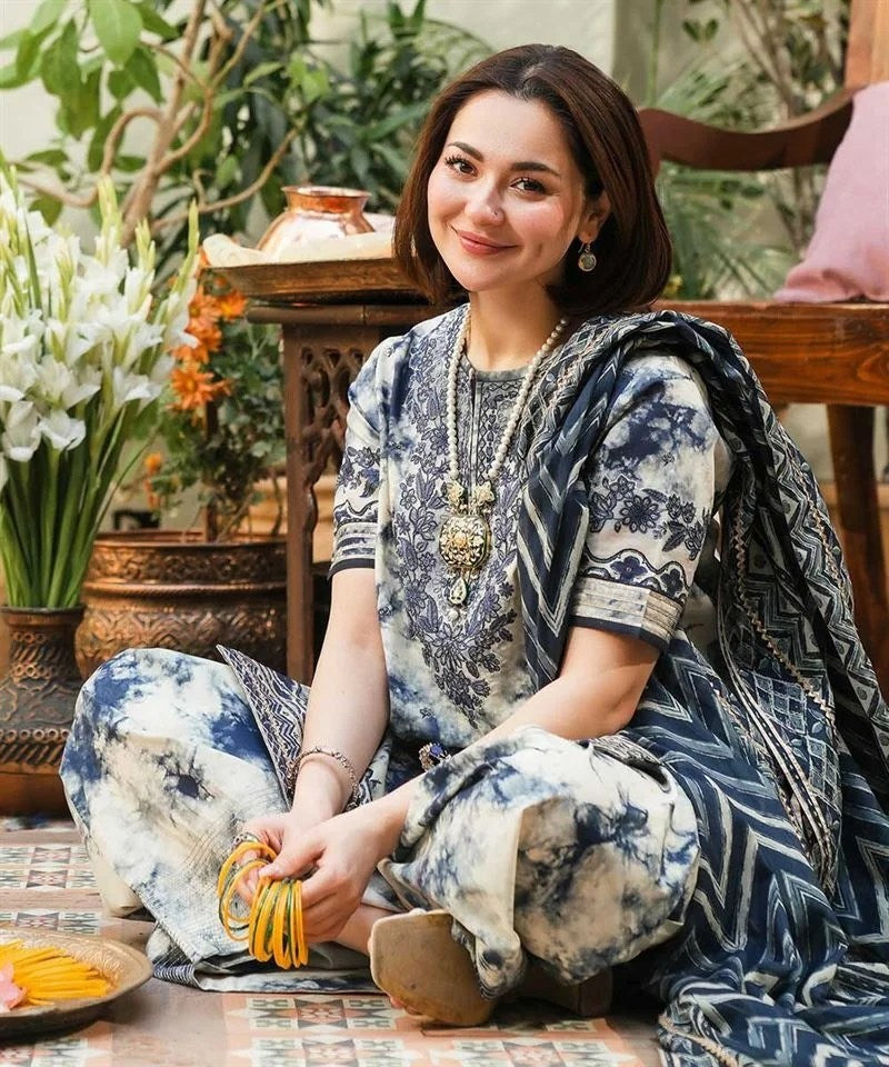 SHAPPHIRE-3PC DHANAK PRINTED EMB SHIRT WITH DHANAK PRINTED DUPATTA AND PRINTED TROUSER