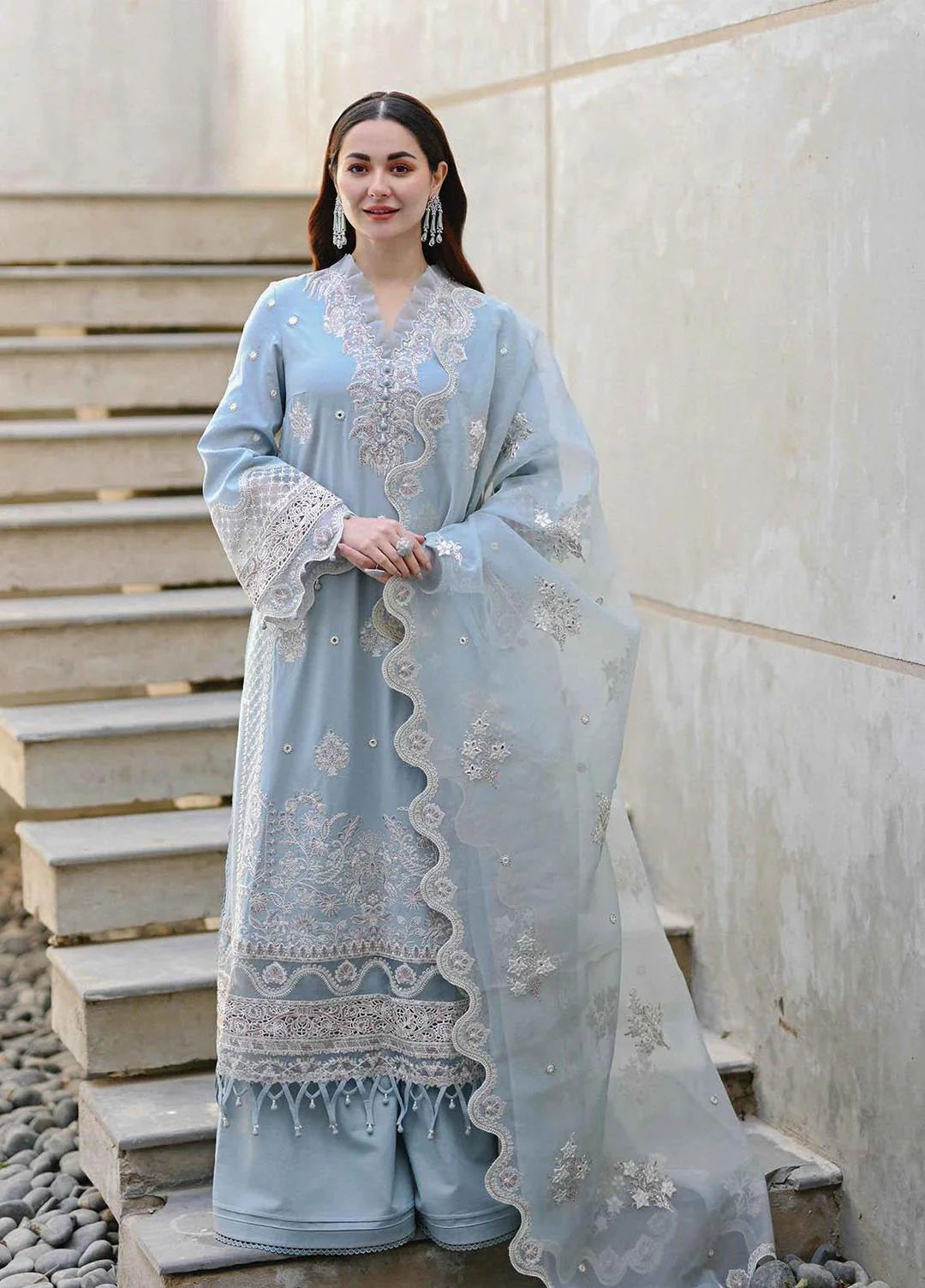 Qalamkar - 3PC Lawn Embroidered Suit