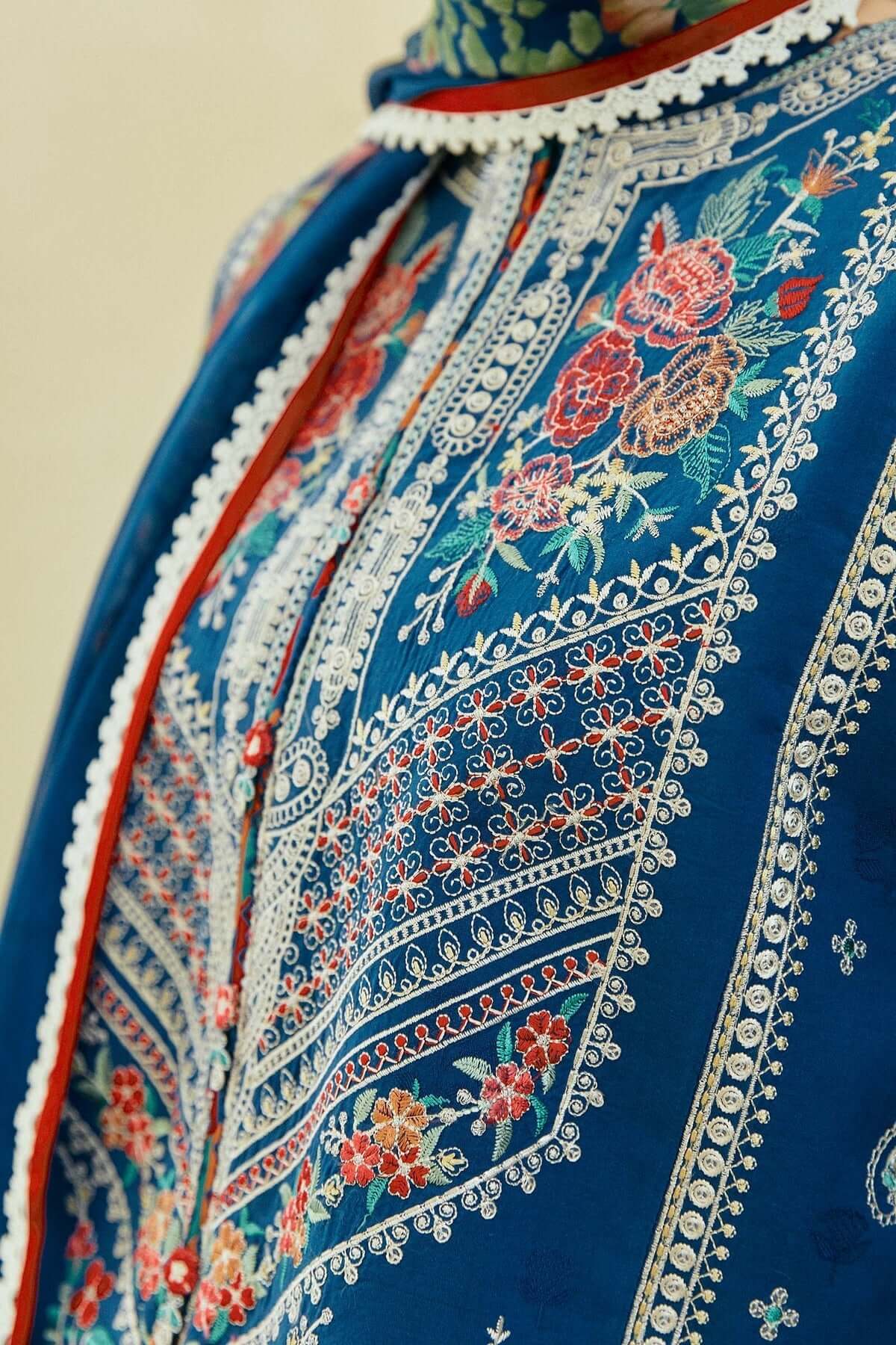 3 Piece Unstitched Heavy Embroidered Pure Lawn Suit with Fine Printed Lawn Dupatta