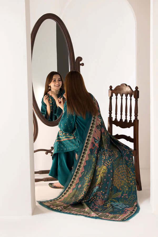 3 Piece Unstitched Heavy Embroidered Pure Lawn Suit with Printed  Dupatta