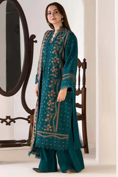 3 Piece Unstitched Heavy Embroidered Pure Lawn Suit with Printed  Dupatta